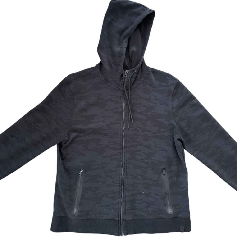 Express Men's Black Camo Zip Up Hoodie Size L